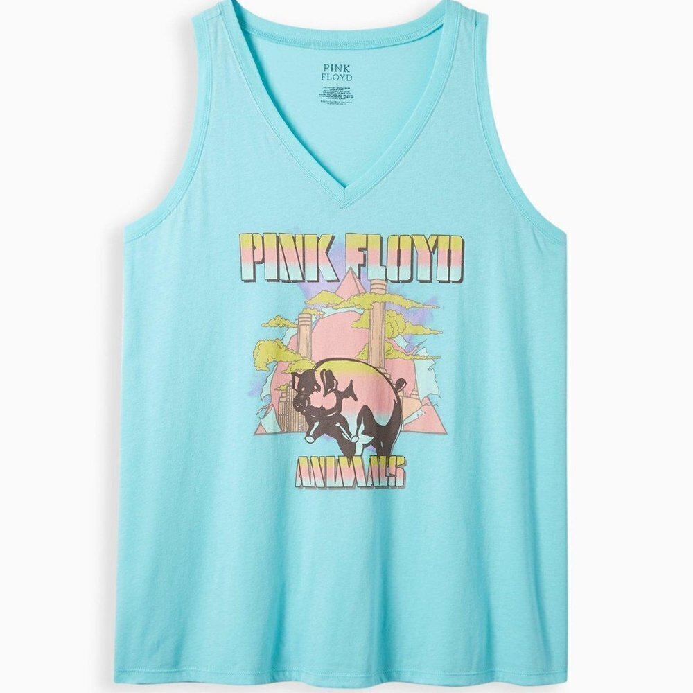 Torrid - Pink Floyd Classic Fit V-Neck Tank Cotton in Aqua Blue